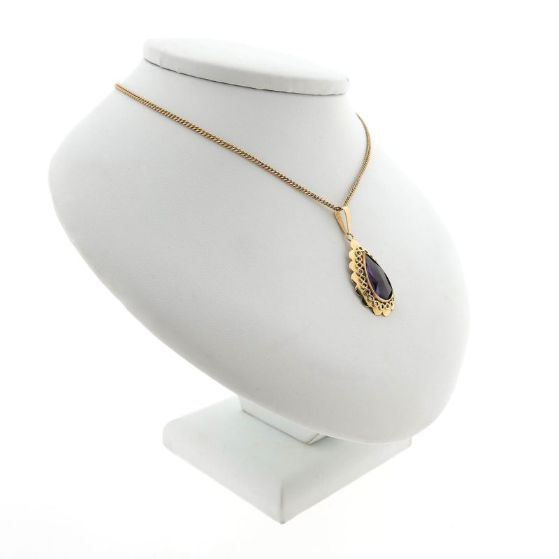 Image 5 of Gold Pendant with Synthetic Purple Gemstone