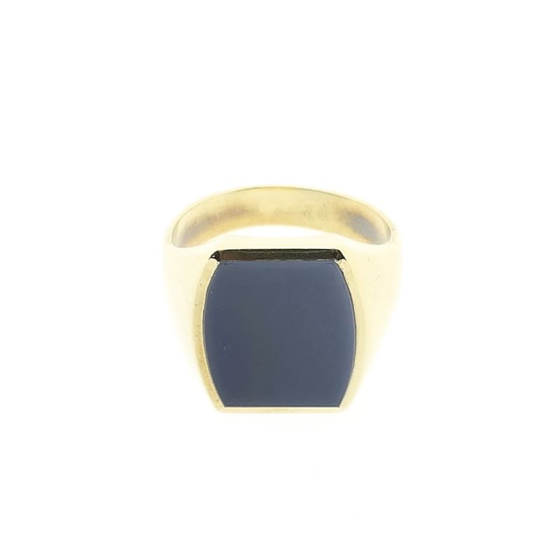 Image 2 of Gold pinky ring with blue layered stone; Men
