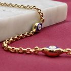Image 2 of Two-tone gold jasseron link bracelet with Nazar (Lucky Eye); 19 cm | Midas