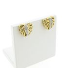 Image 3 of Gold leaf stud earrings with diamond | 0.05 ct.