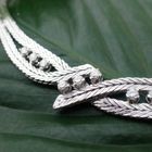 Image 7 of White gold herringbone link necklace with diamond; 0.63 ct.