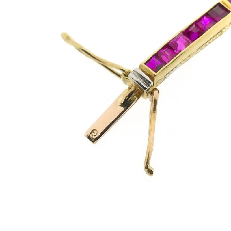 Image 7 of Gold bar link bracelet with rubies and diamonds