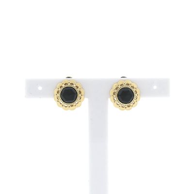 Image 1 of Antique gold clip-on earrings with garnet