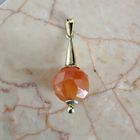 Image 2 of Vintage gold ball pendant with carnelian