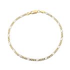 Image 3 of Two-tone gold Figaro link bracelet