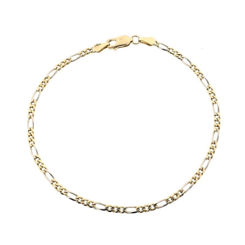 Image 3 of Two-tone gold Figaro link bracelet