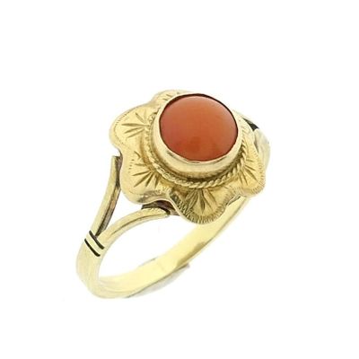 Image 1 of Gold ring with red coral | Vintage