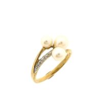 8K Ring with pearls and diamonds | 0.005 ct.