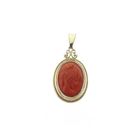 Image 1 of Vintage gold pendant with blood coral cameo