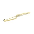 Image 3 of Two-tone gold long narrow brooch with diamonds; 0.15 ct.