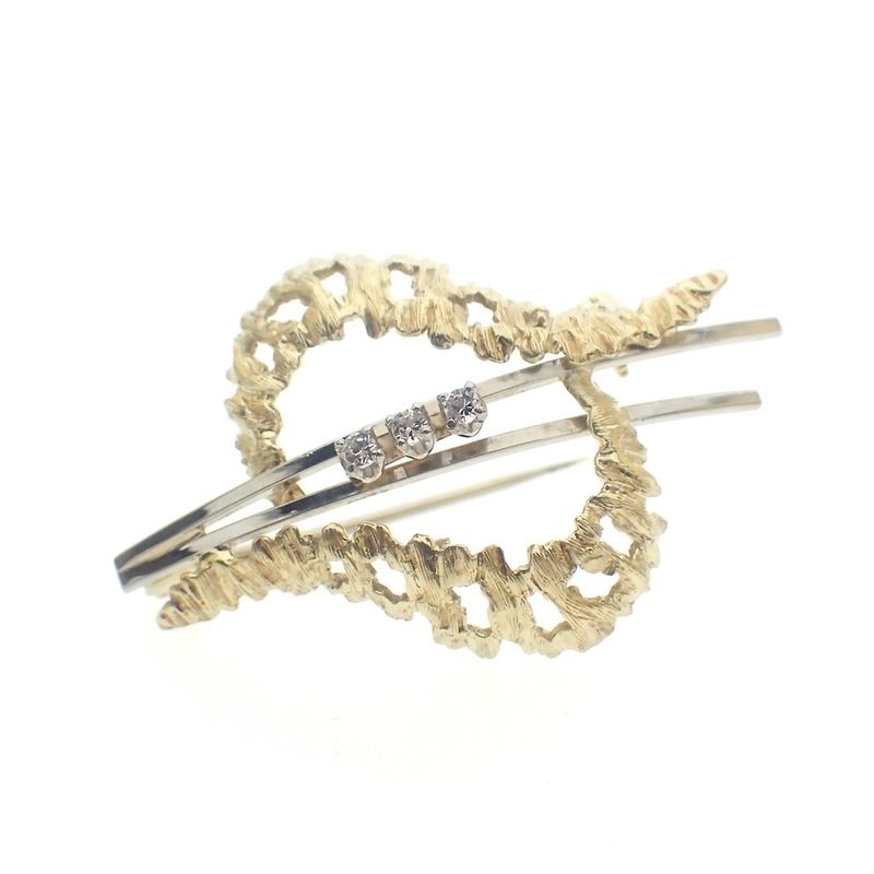 Image 4 of Two-tone gold fantasy brooch with zirconia