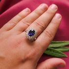 Image 4 of 18 carat white gold cocktail ring with zirconia and sapphire