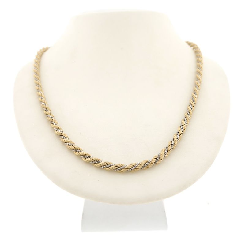 Image 1 of Two-tone gold twisted necklace | 61 cm