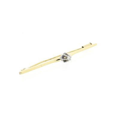 Image 2 of Gold brooch with diamond; 0.09 ct.