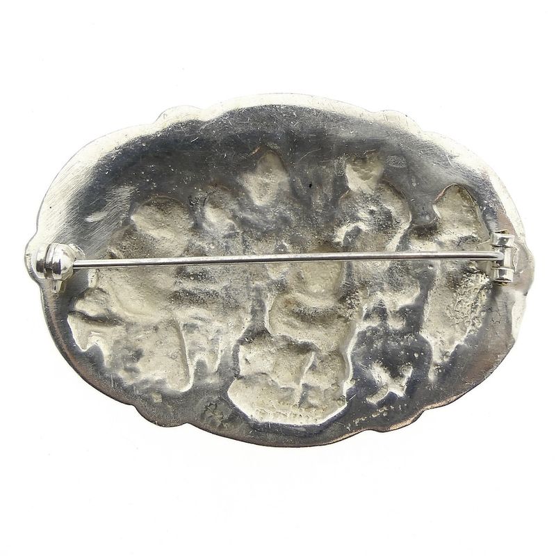 Image 4 of Vintage silver brooch with scene