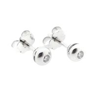 18 carat white gold solitaire stud earrings with 0.07 ct. diamonds.