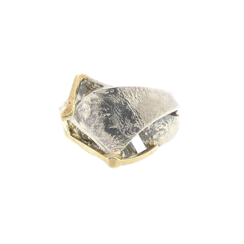 Image 2 of Artistic silver ring with gold lines