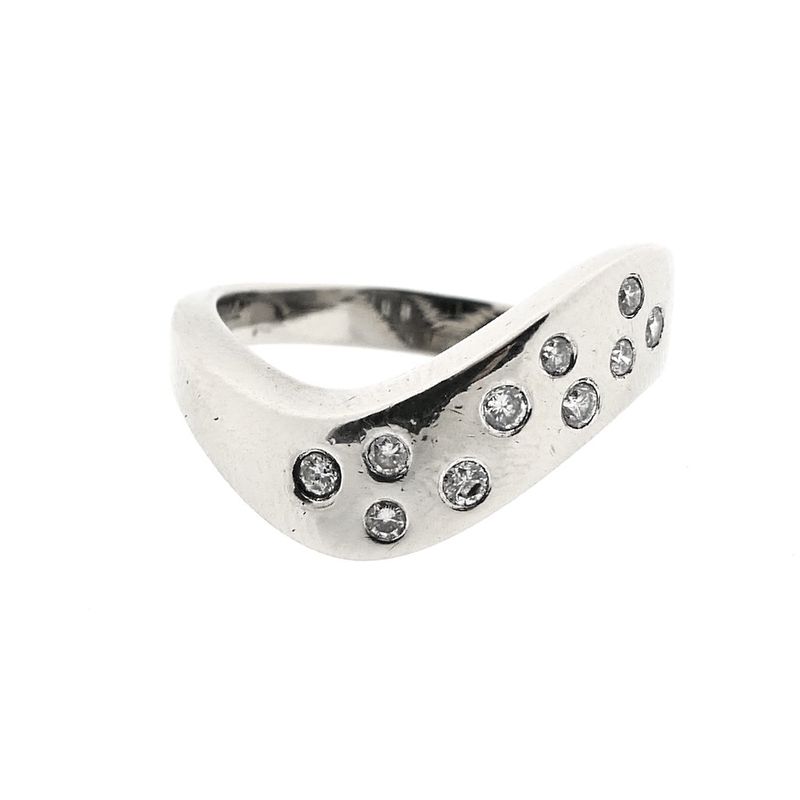 Image 4 of White gold wide ring with diamonds; 0.20 ct.