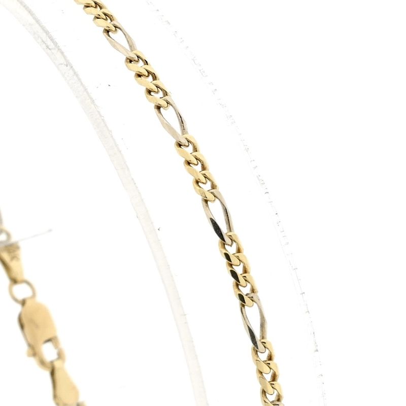 Image 2 of Two-tone gold Figaro link bracelet