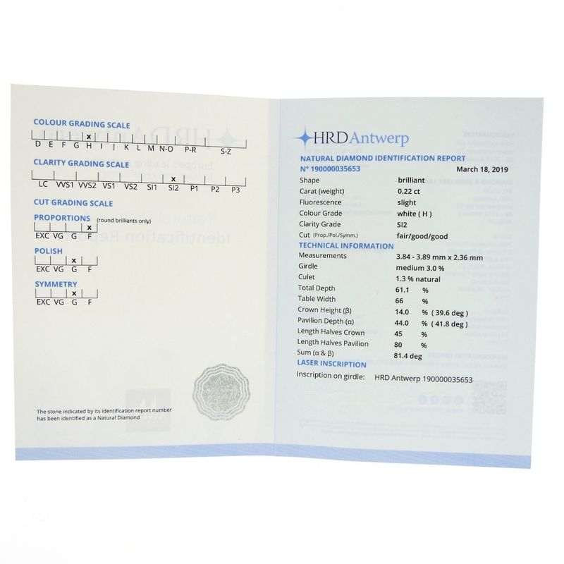 Image 10 of 0.22 ct. Brilliant cut diamond H/SI2 + HRD Certificate - Natural diamond