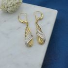 Image 13 of Bicolor gold long earrings with diamonds; 0.01 ct.