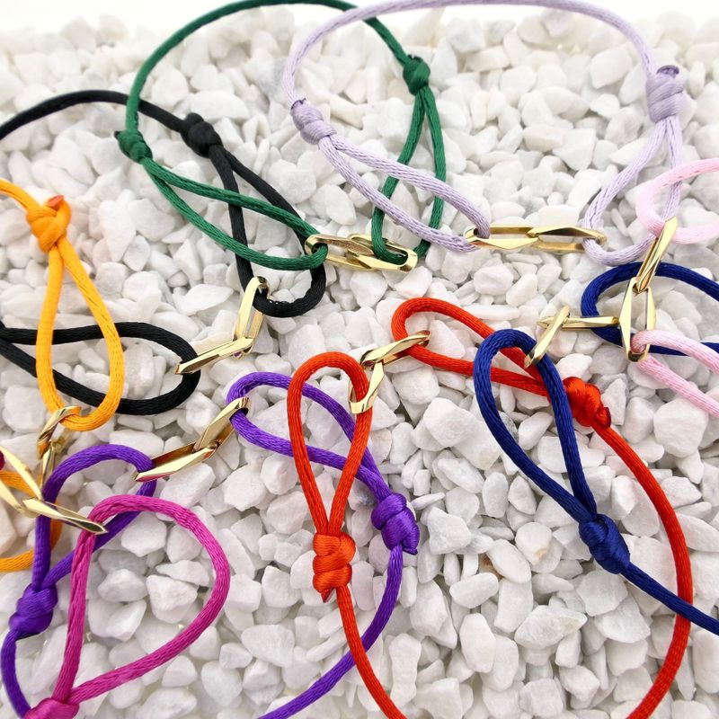 Image 7 of Forever Knots® Handmade Pink Satin Bracelet with Gold Link