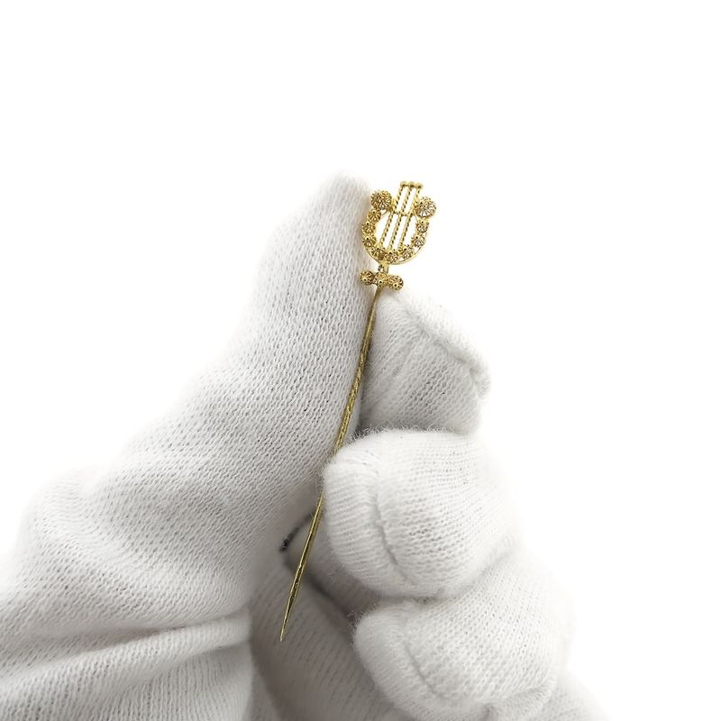 Image 5 of Antique gold lapel pin, tie pin of a harp