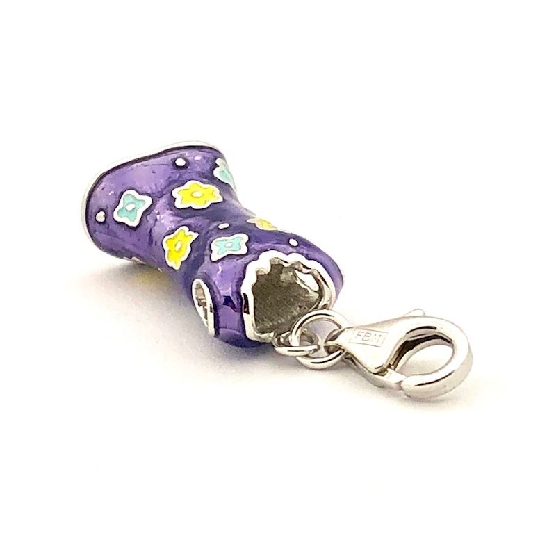 Image 3 of Silver charm/pendant of a dress; enameled