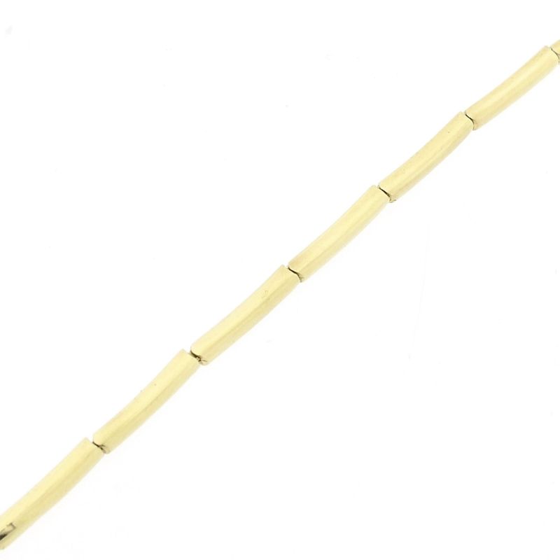 Image 8 of Gold bar link necklace with fixed pendant and zirconia