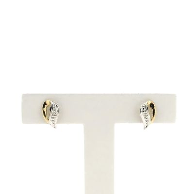 Image 1 of Bicolor gold stud earrings with diamonds