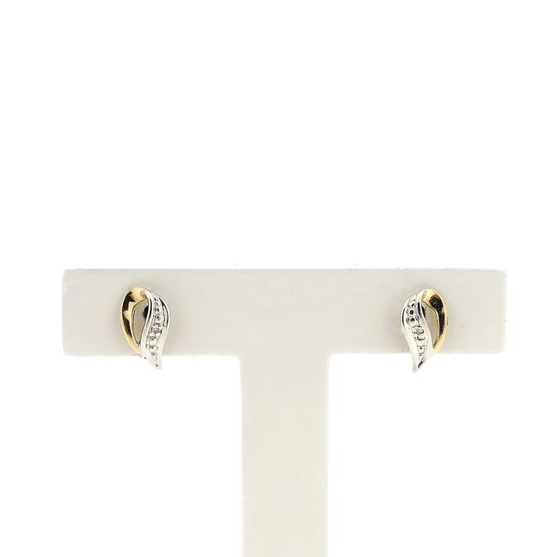 Image 1 of Bicolor gold stud earrings with diamonds