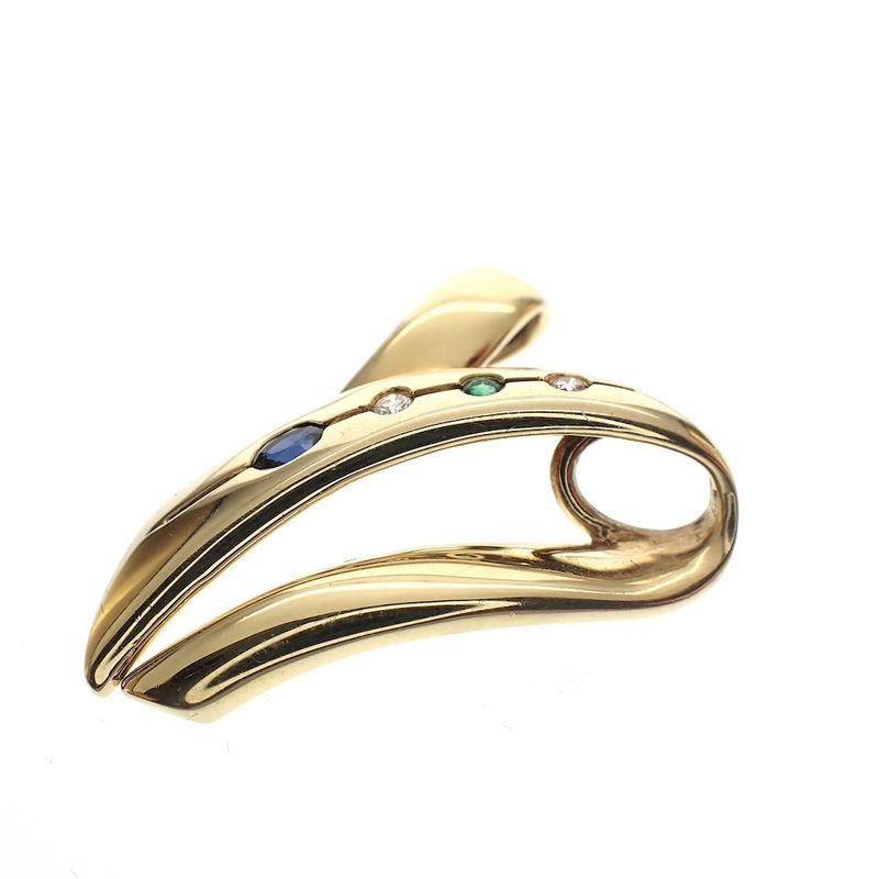 Image 4 of Gold pendant with emerald, sapphire and diamond; 0.05 ct.