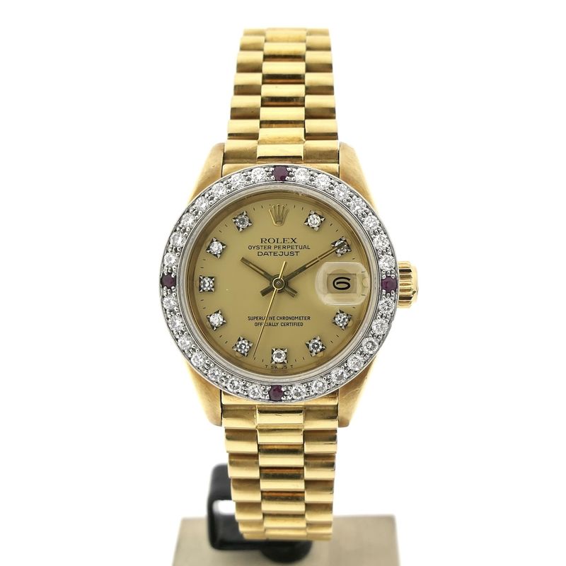 Image 1 of Rolex Datejust 26mm 69178; 18k gold women's watch with diamonds and rubies
