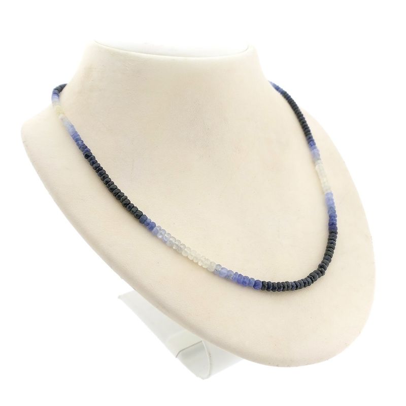 Image 2 of Multi-colored sapphire bead necklace with gold clasp