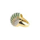 Image 7 of Golden Curved Ring with White and Green Zirconia