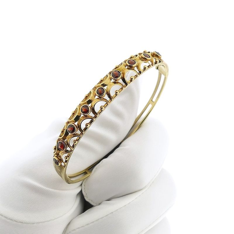 Image 11 of Vintage gold bangle with garnet; Size M