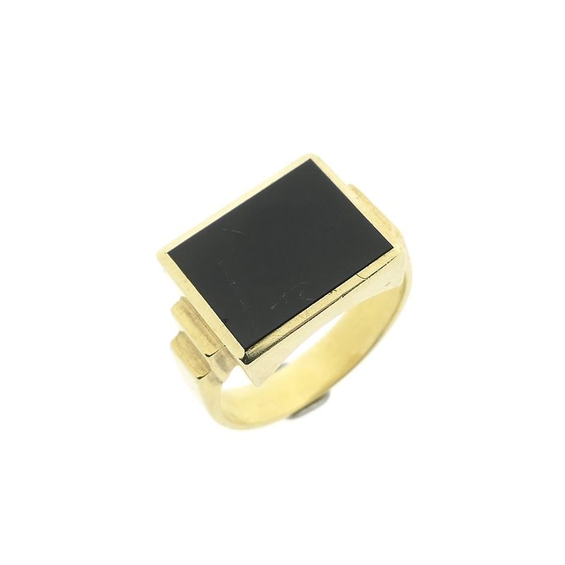 Image 1 of Gold signet ring with onyx