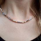 Image 5 of Two-tone gold checkered link necklace | 45 cm