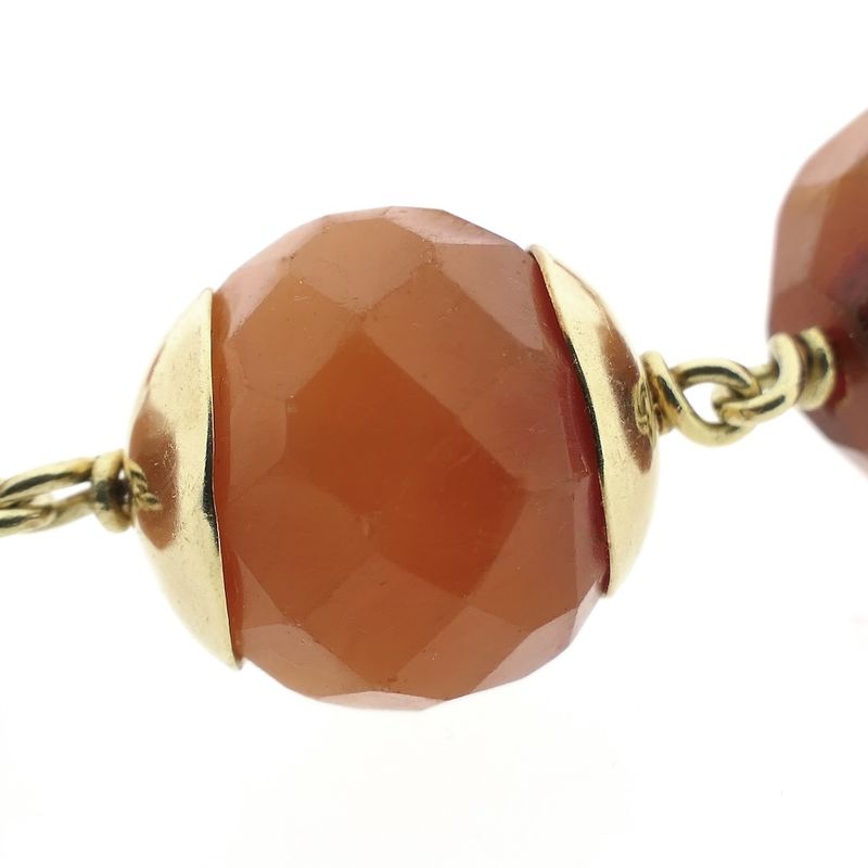 Image 4 of Carnelian bead necklace strung on gold