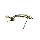 Image 6 of Two-tone gold brooch of a leaf with diamonds; 0.12 ct.