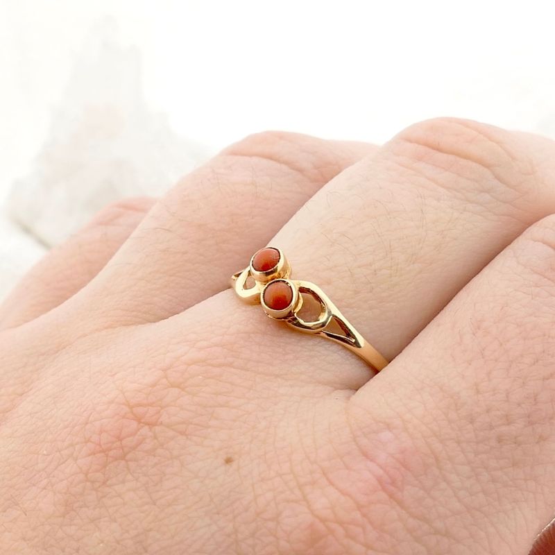 Image 4 of Gold ring with blood coral