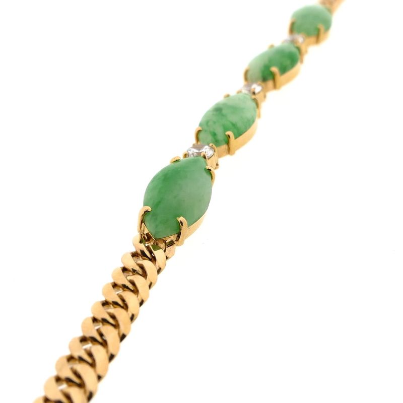 Image 7 of Gold Gourmet Link Bracelet with Jade and Zirconia