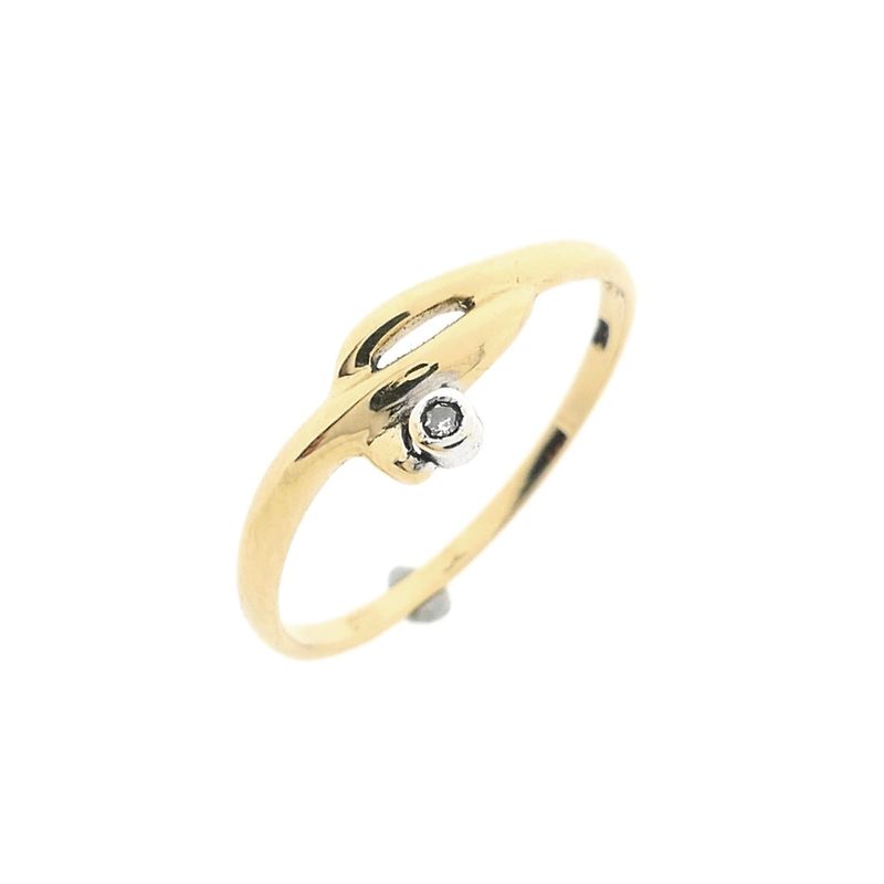 Image 1 of Gold ring with diamond; 0.01 ct.