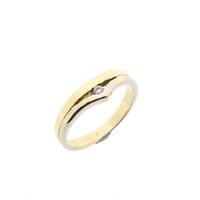 Bicolor Gold Solitaire Ring with Zirconia