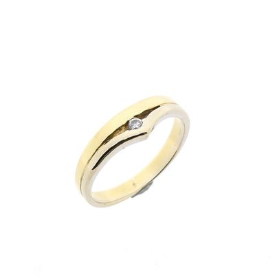 Image 1 of Bicolor Gold Solitaire Ring with Zirconia