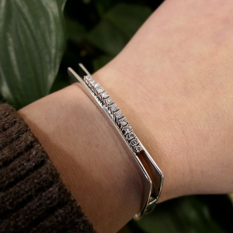 Image 9 of White gold bracelet with diamond; Size XS