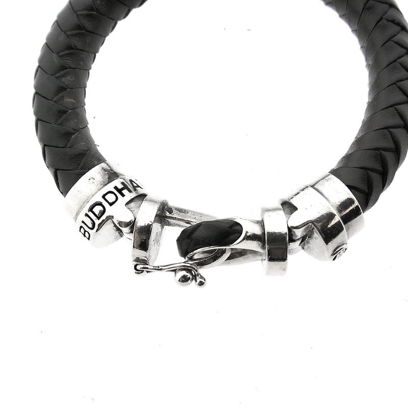 Image 6 of Silver leather Buddha to Buddha bracelet | 20 cm