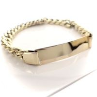 Gold gourmet link bracelet with engraving plate