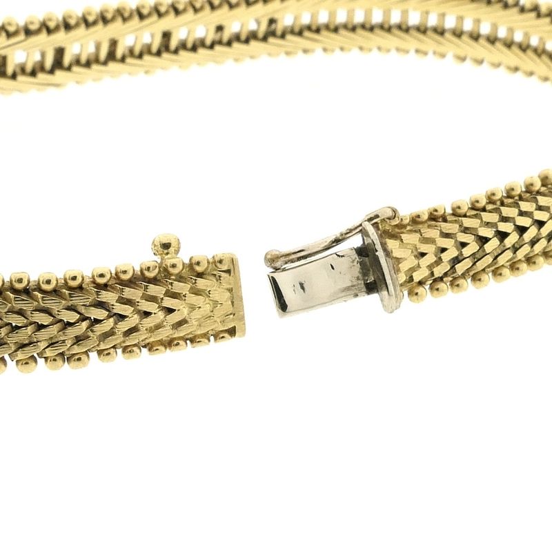 Image 4 of Gold herringbone link bracelet with diamonds; 0.21 ct.