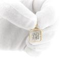 Image 9 of Two-tone gold pendant of the letter M with diamonds; 0.03 ct.